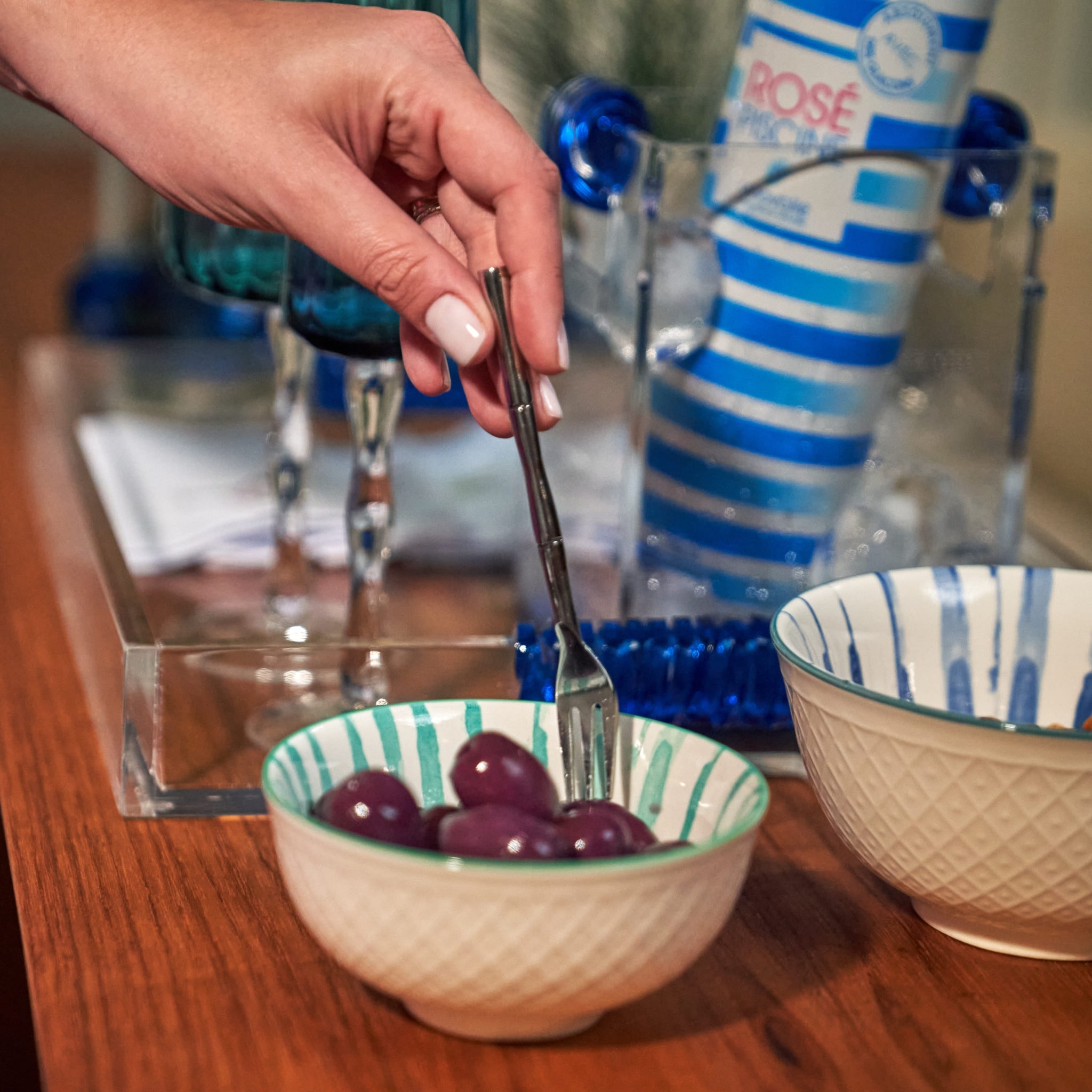 Cj. 2 Bowls Cerâmica Branco, Verde e Azul