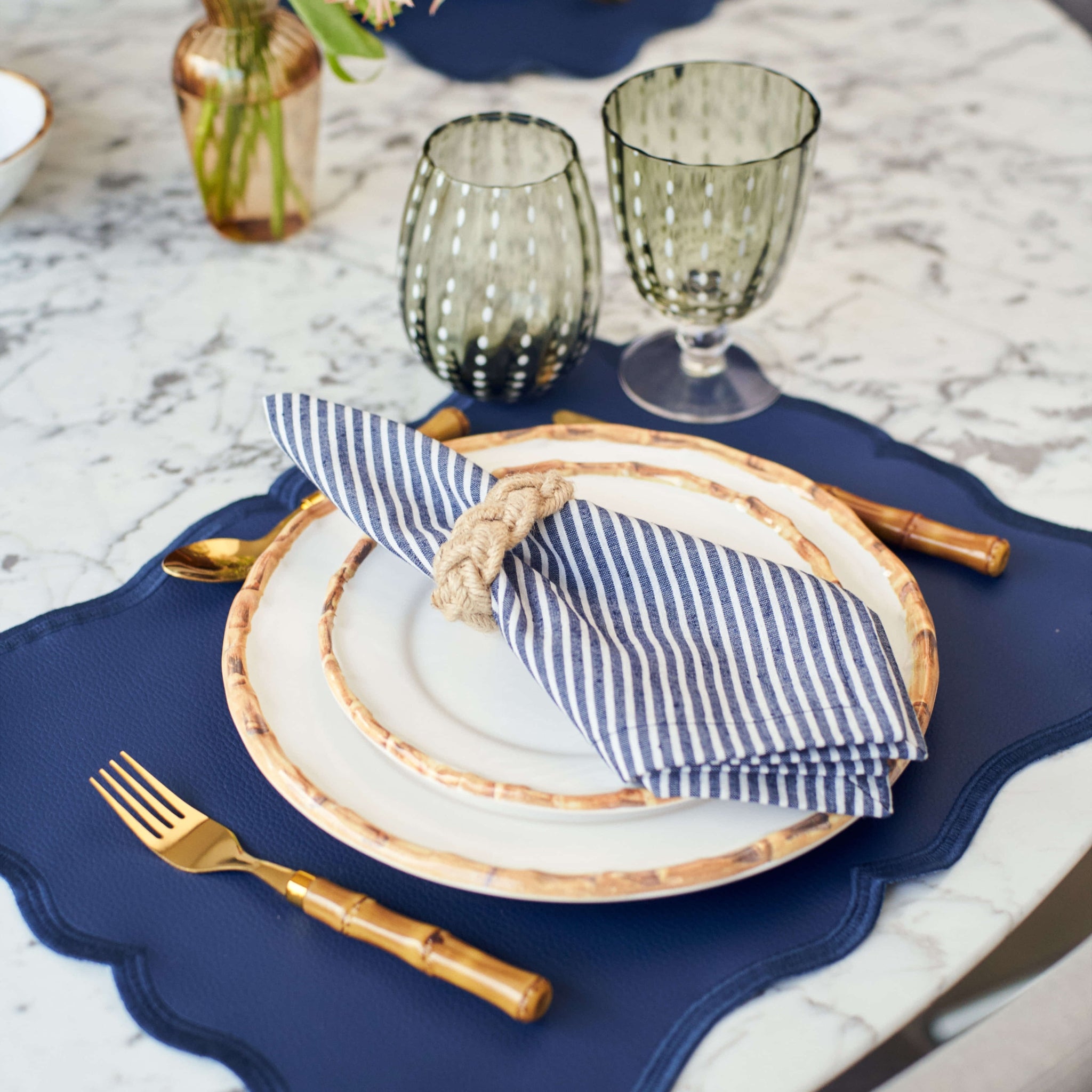 Lugar Americano Corino Azul Marinho