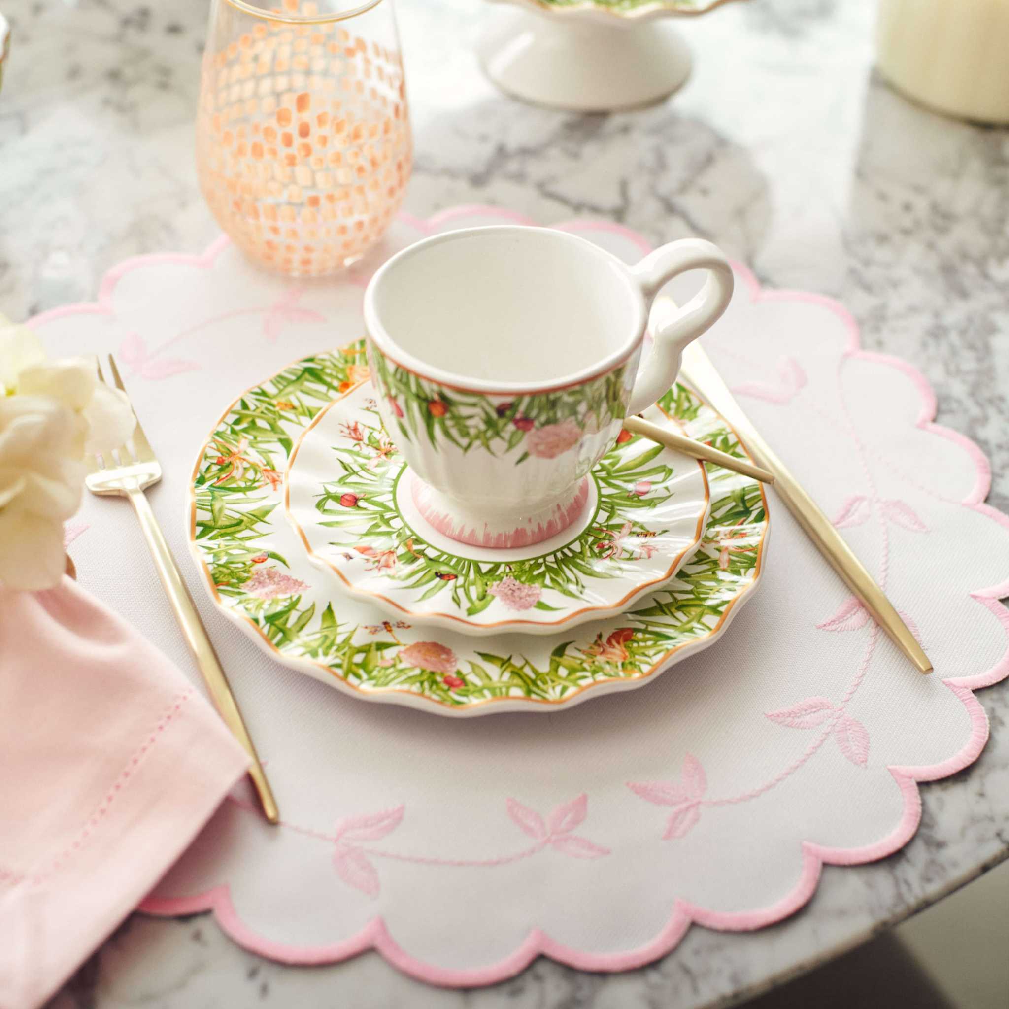 Cj. 2 Pratos de Sobremesa Jardim Encantado