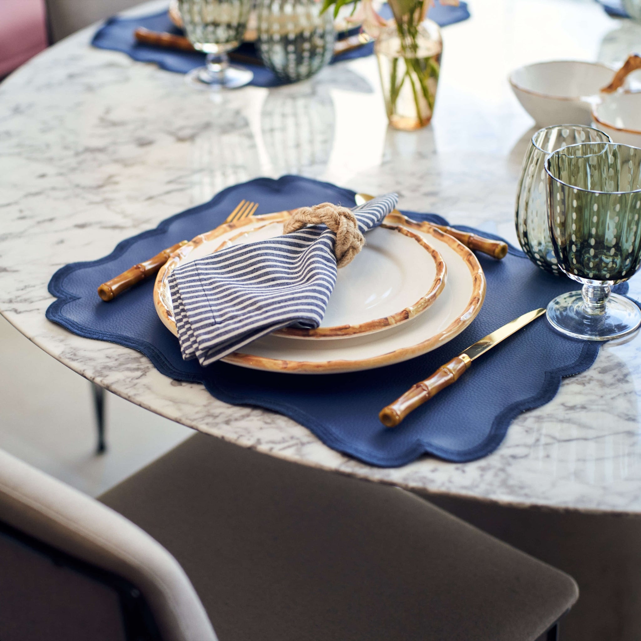 Lugar Americano Corino Azul Marinho