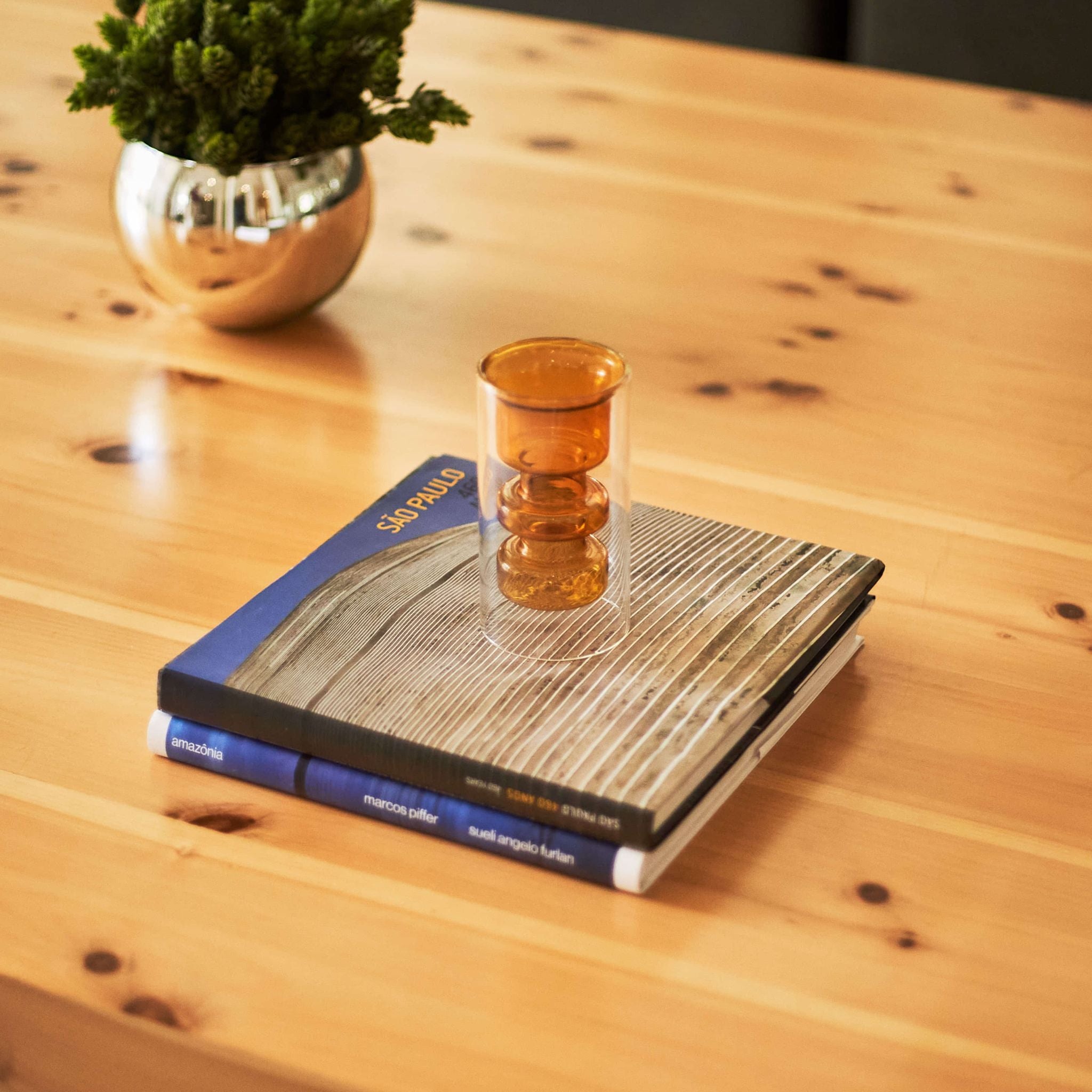 Vaso Decorativo Transparente com Âmbar M