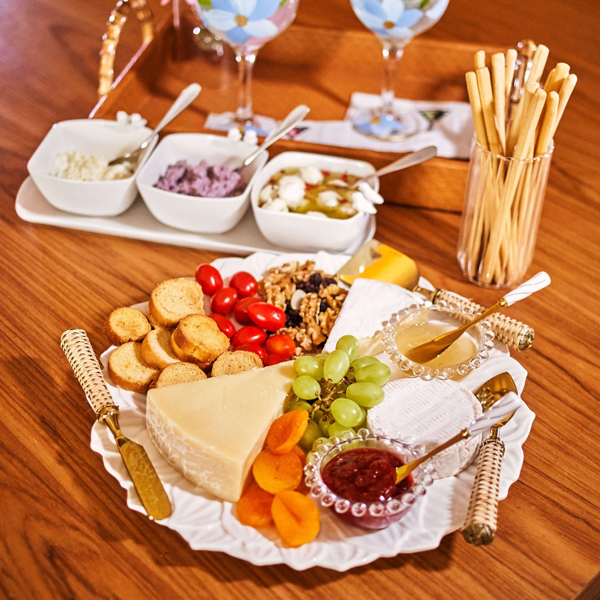 Conjunto de Facas de Aço Inox com Cabo de Rattan