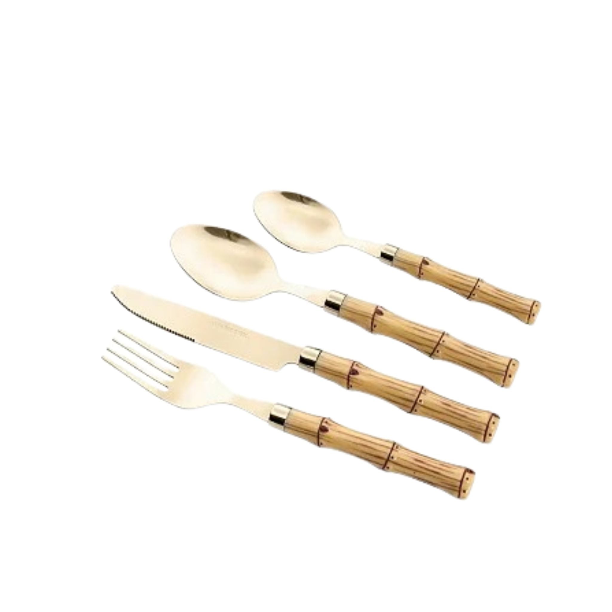 Faqueiro em Inox Dourado e Bambu - 06 pessoas