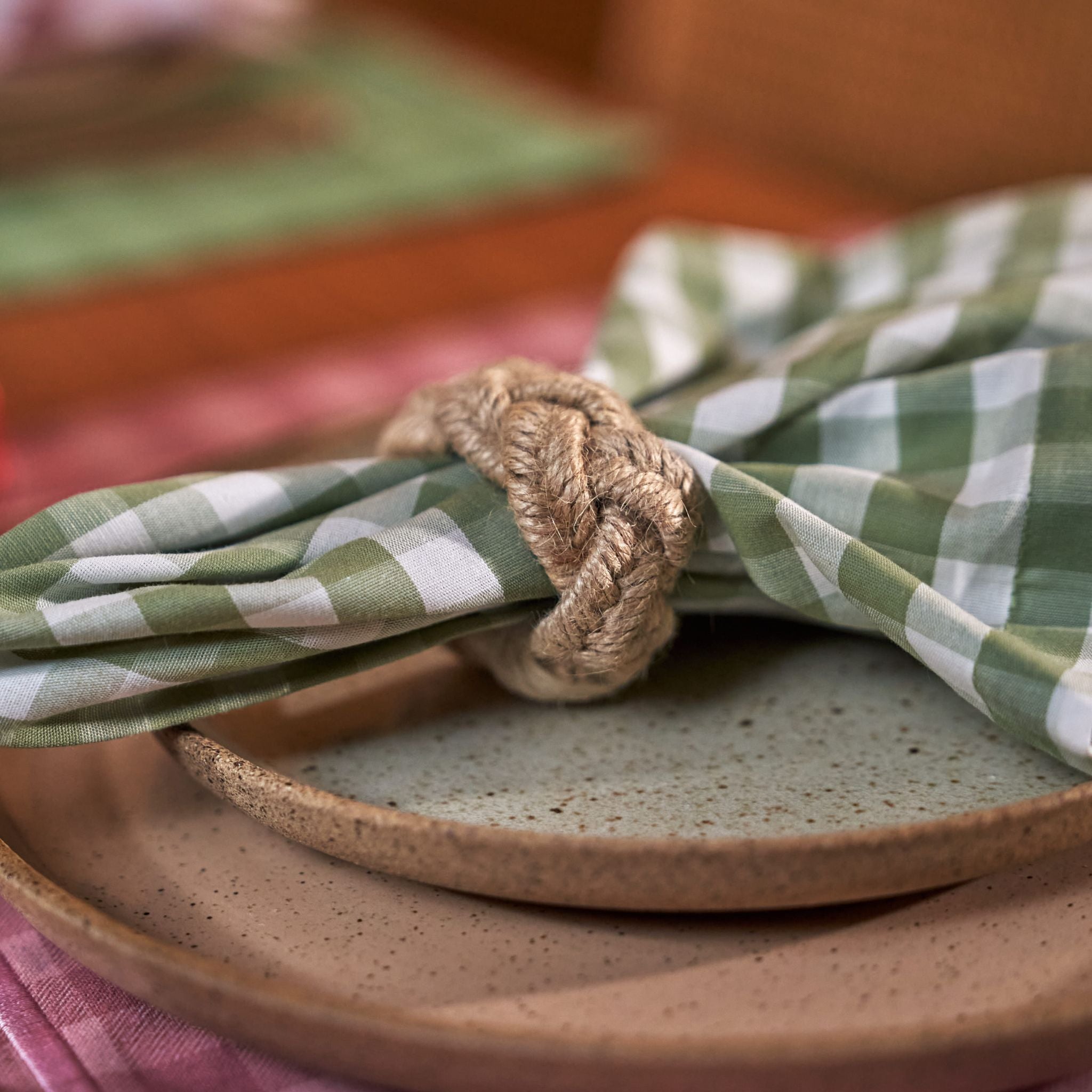 Guardanapo Xadrez Verde e Branco