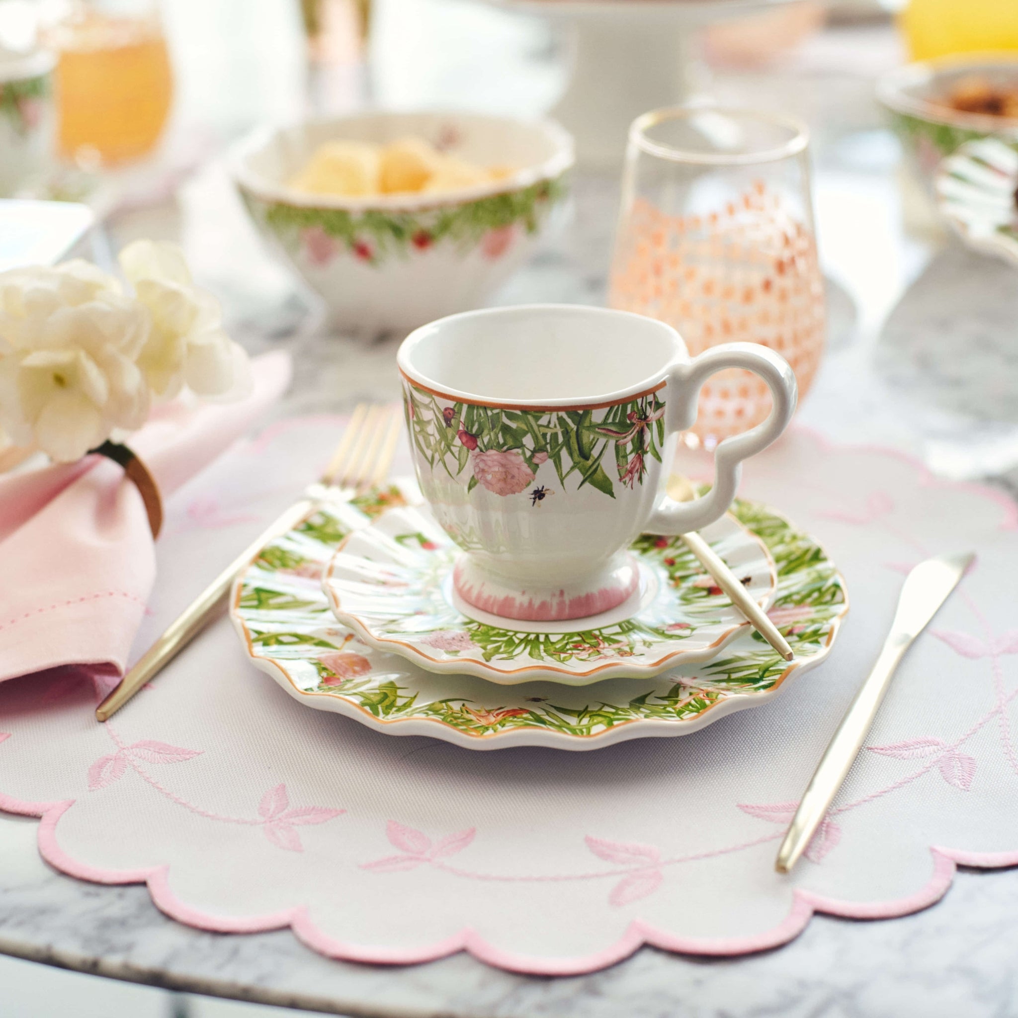 Cj. de 2 Xícaras de Chá e Píres Jardim Encantado