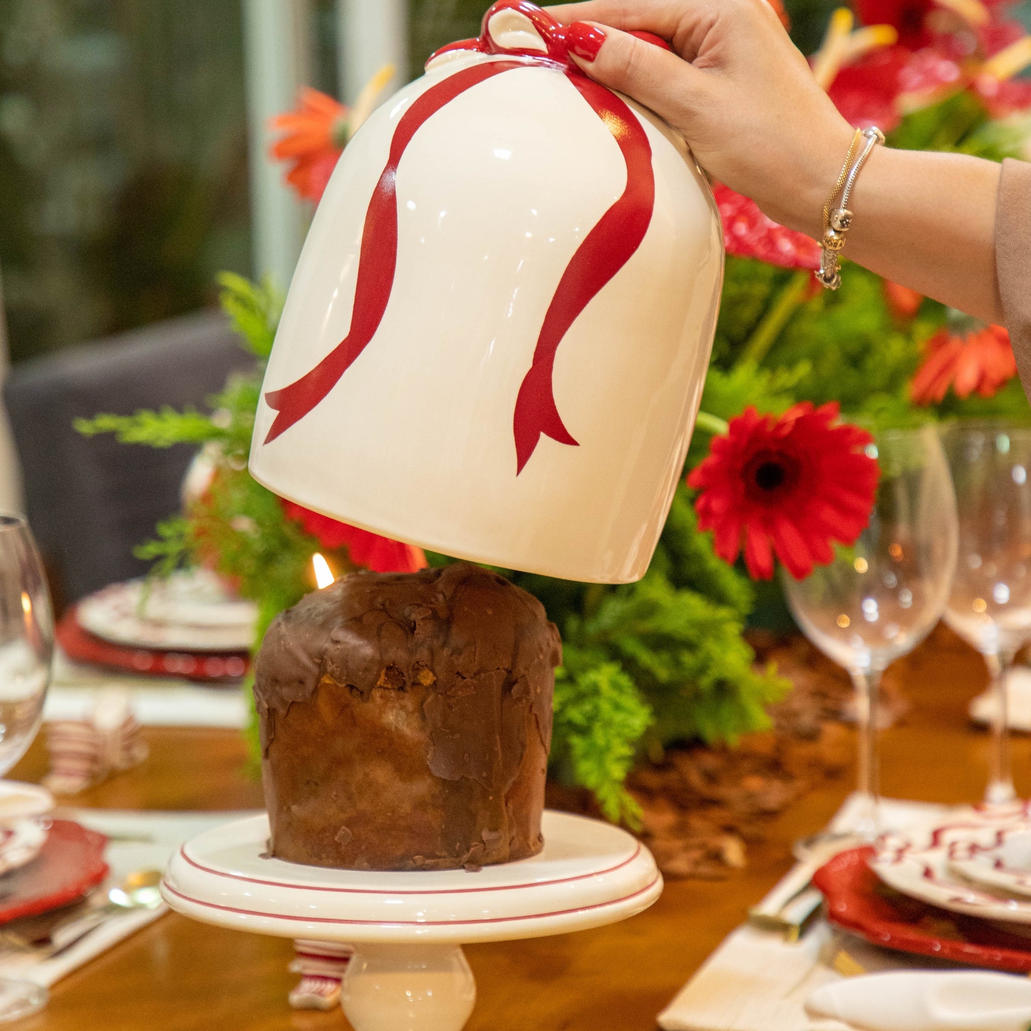 Porta Panetone Grande Laço de Fita