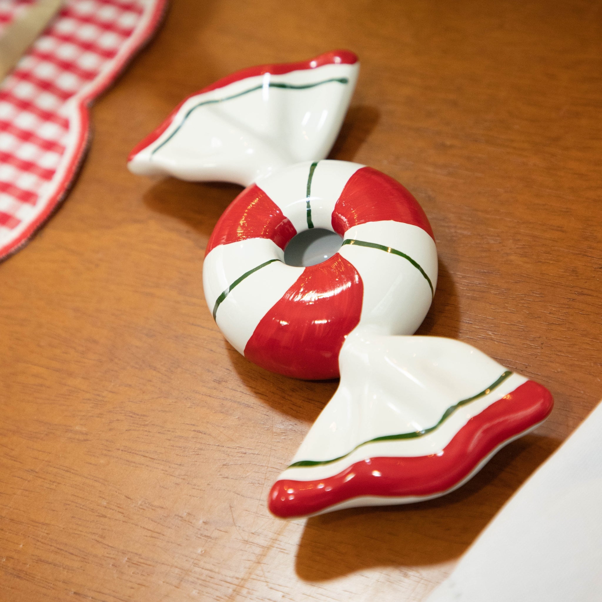 Castiçal Bala Candy Redonda Vermelho