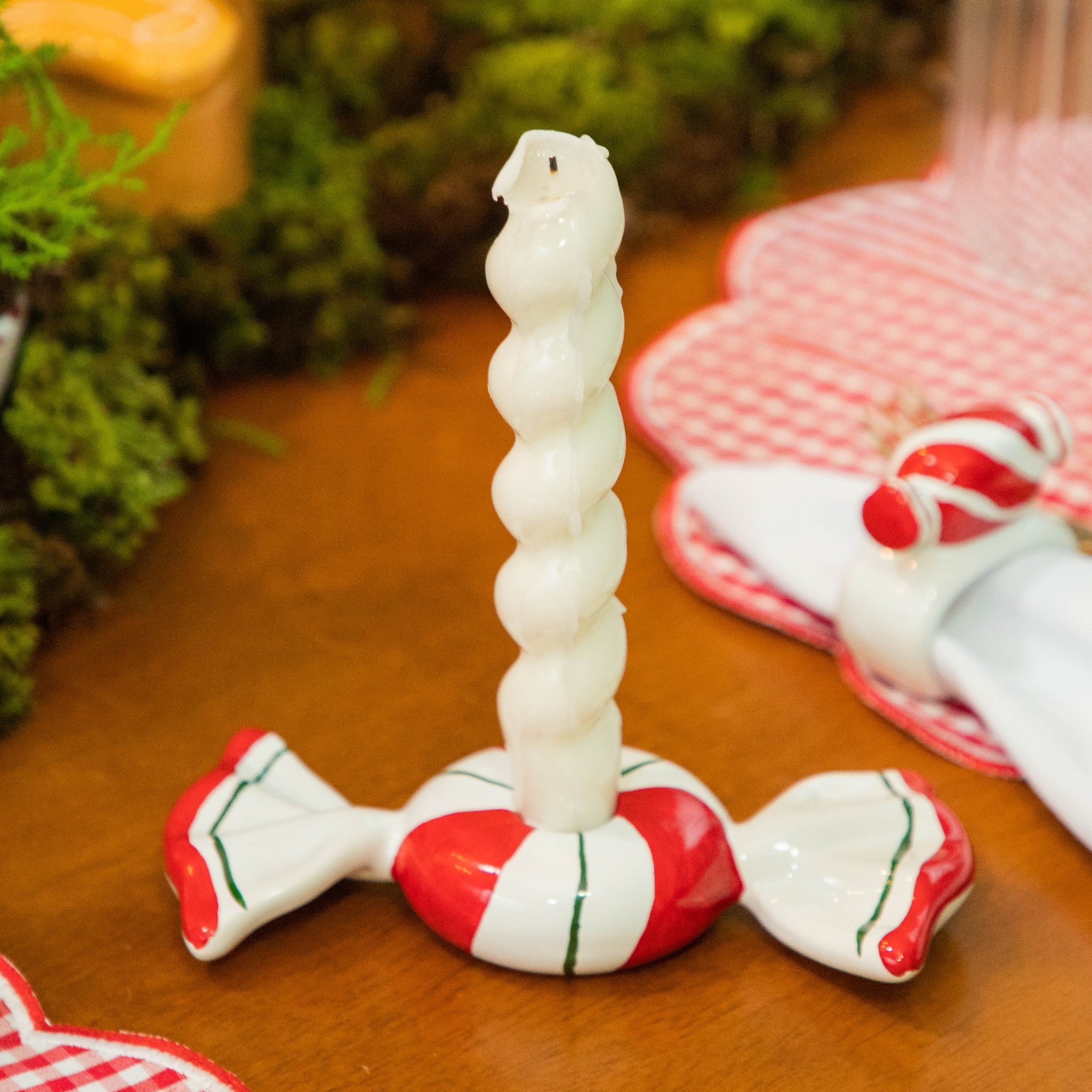 Castiçal Bala Candy Redonda Vermelho