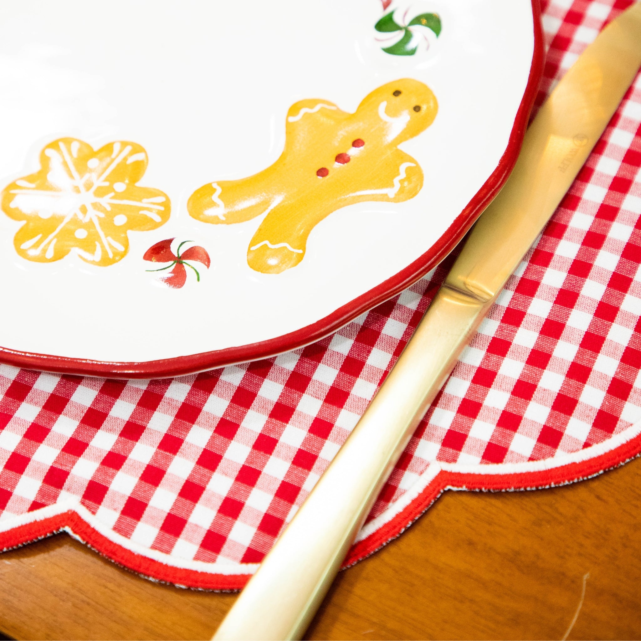 Lugar Americano Xadrez Vermelho e Branco