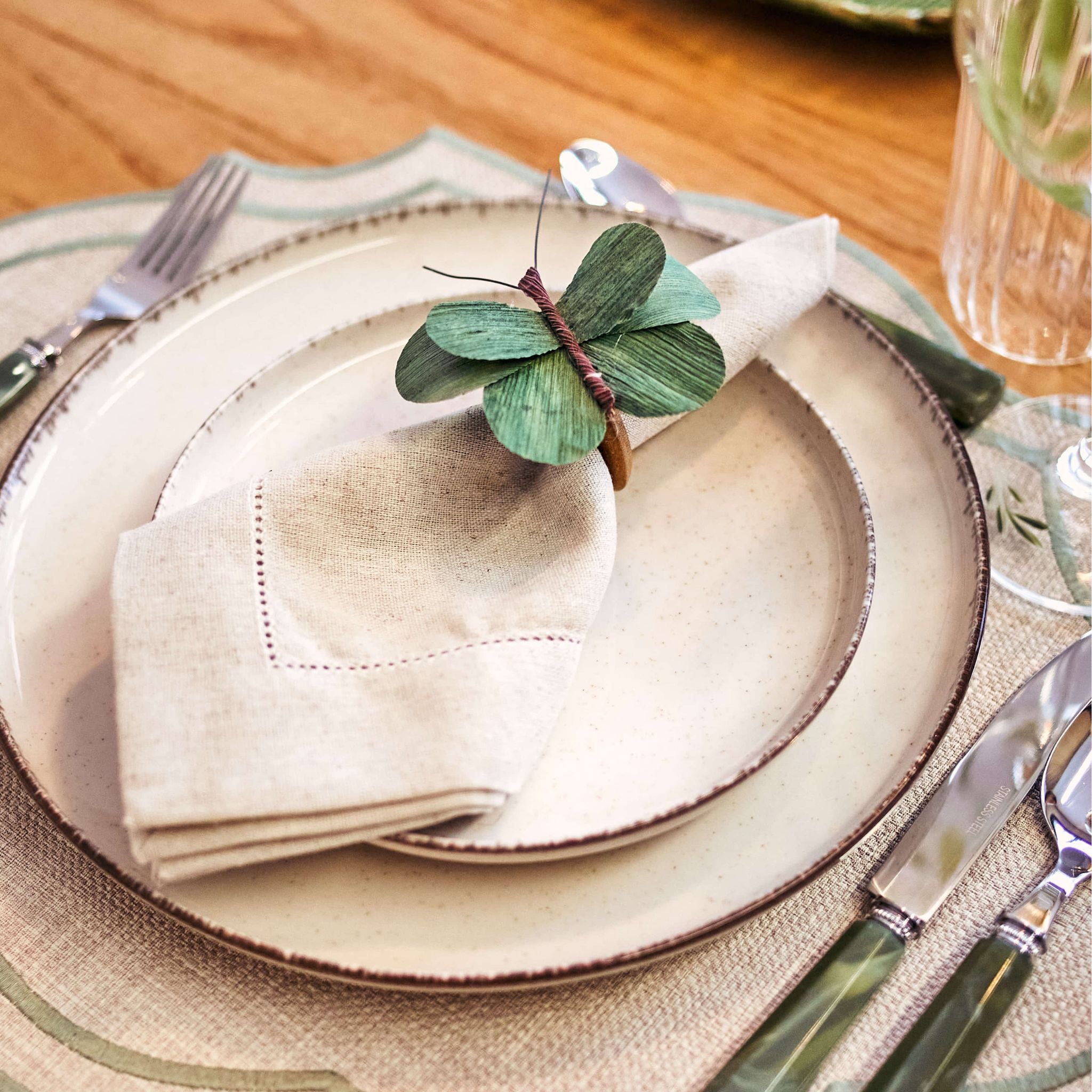 Dupla de Porta Guardanapos Borboleta Verde