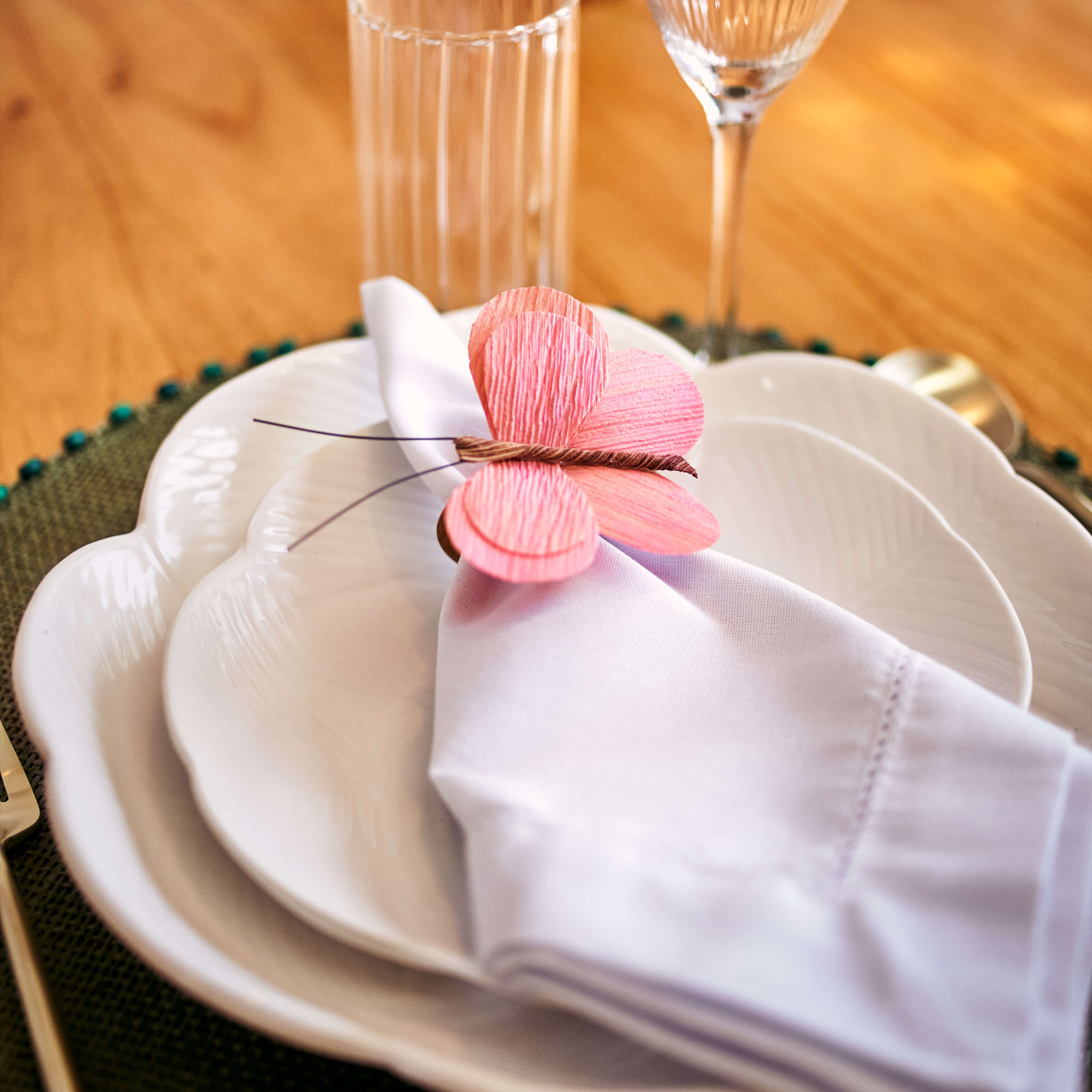 Dupla de Porta Guardanapos Borboleta Rosa