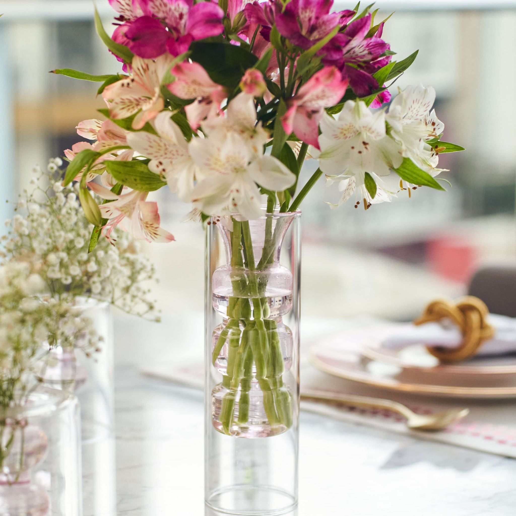 Vaso Decorativo Transparente com Rosa