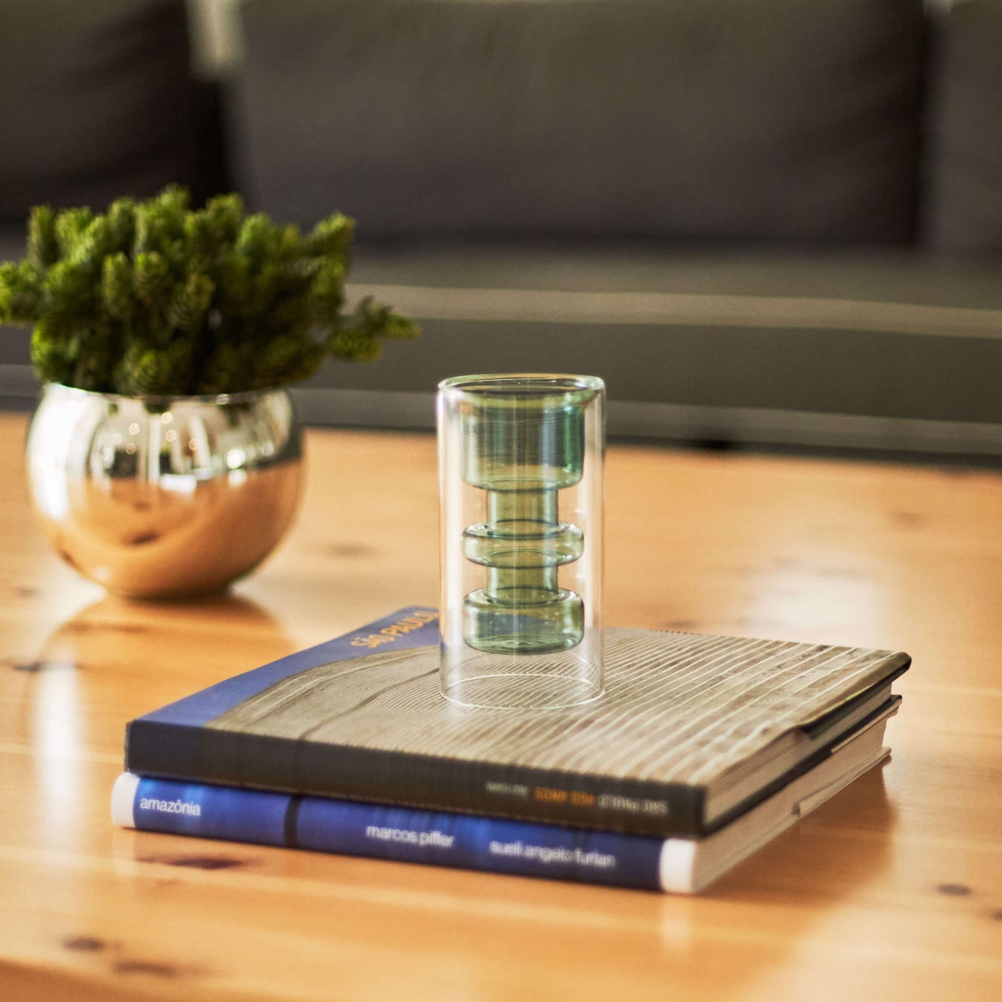 Vaso Decorativo Transparente com Azul M
