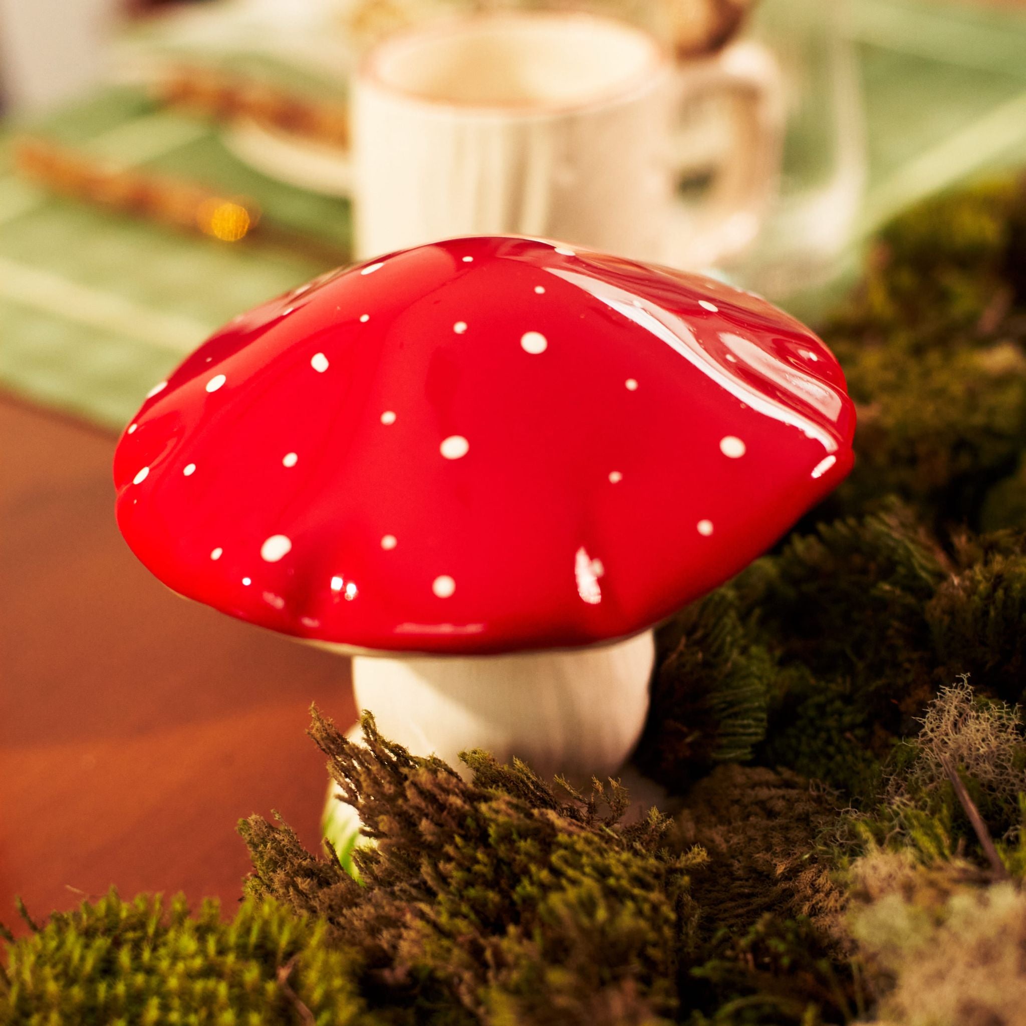 Cogumelo Grande Cerâmica Vermelho
