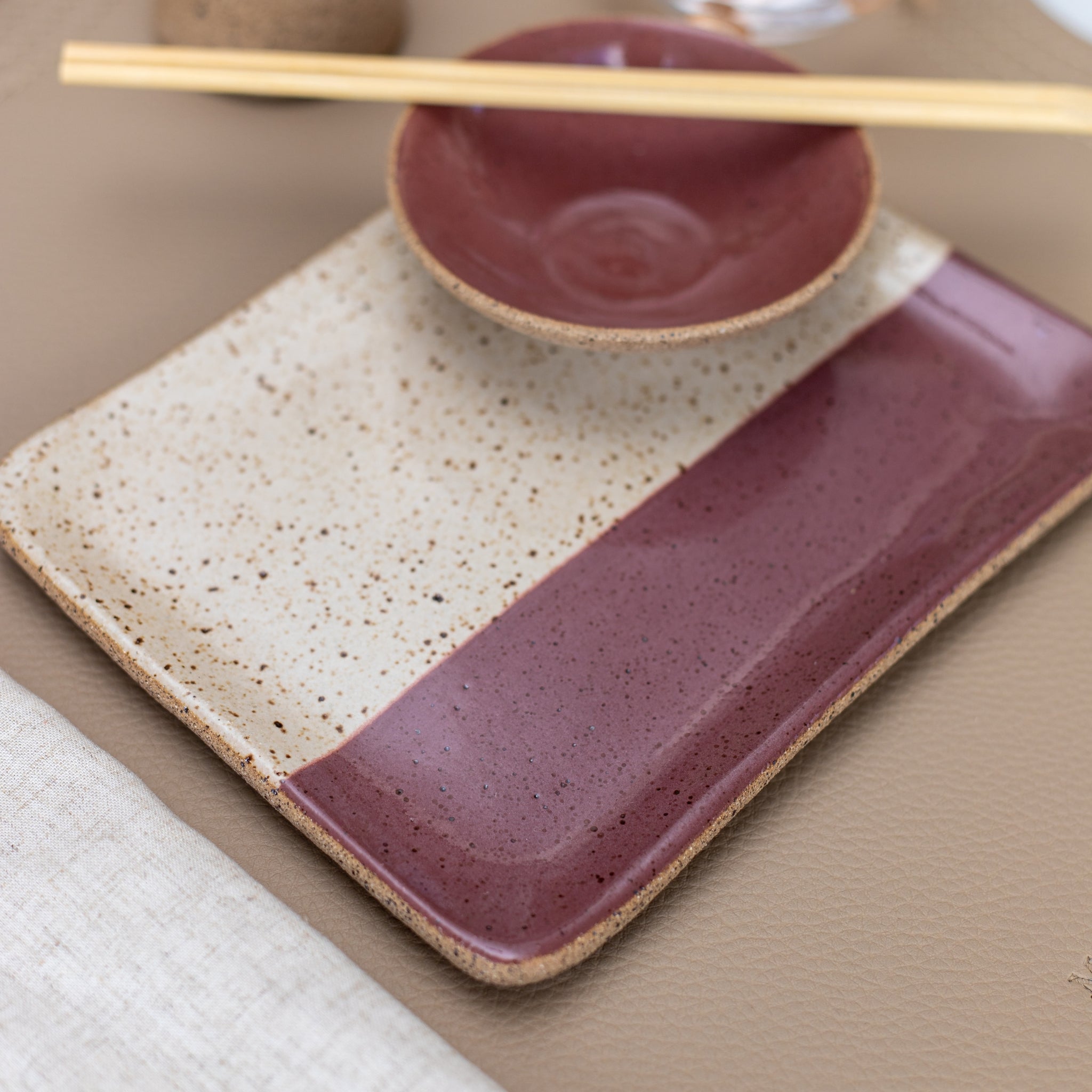 Set 2  Pratos Retangulares Japonês