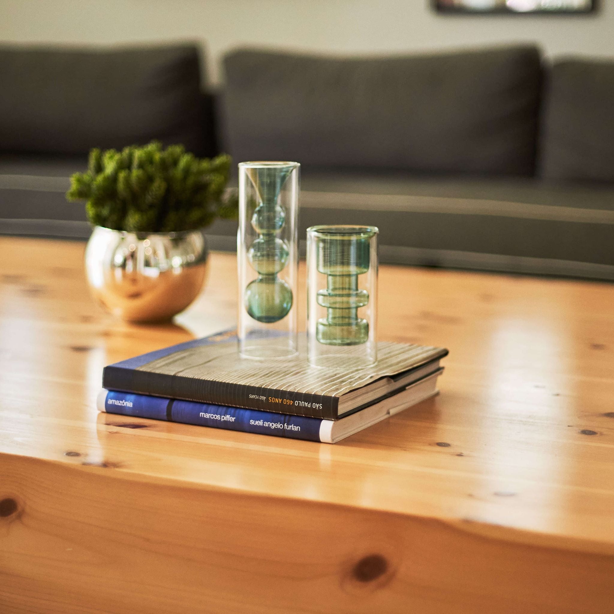 Vaso Decorativo Transparente com Azul G