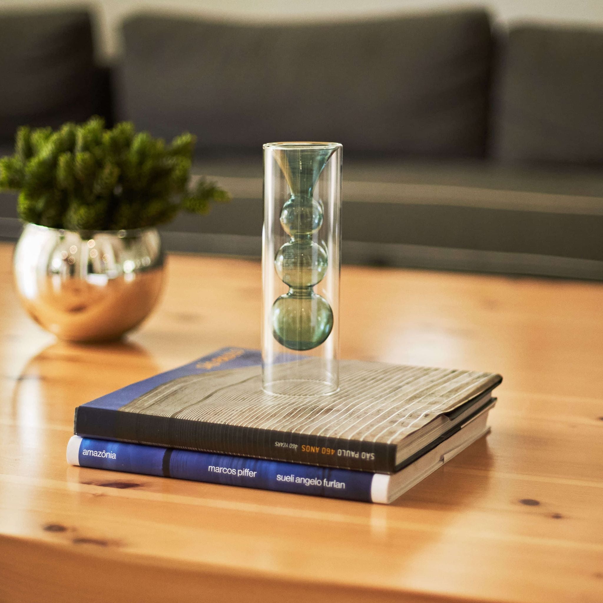 Vaso Decorativo Transparente com Azul G