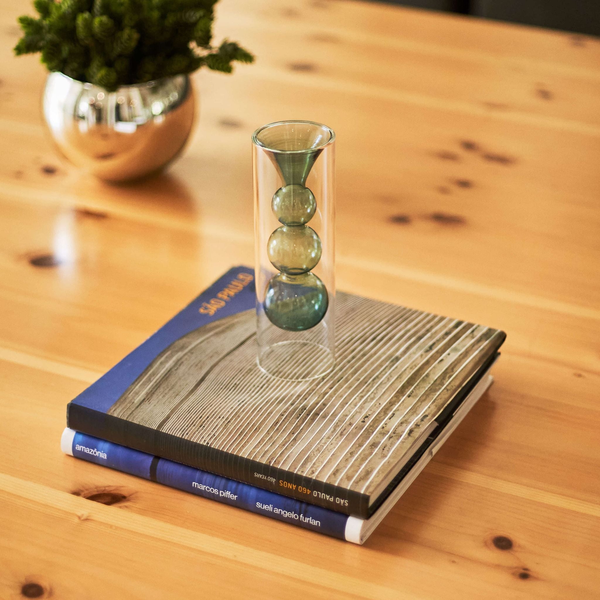 Vaso Decorativo Transparente com Azul G