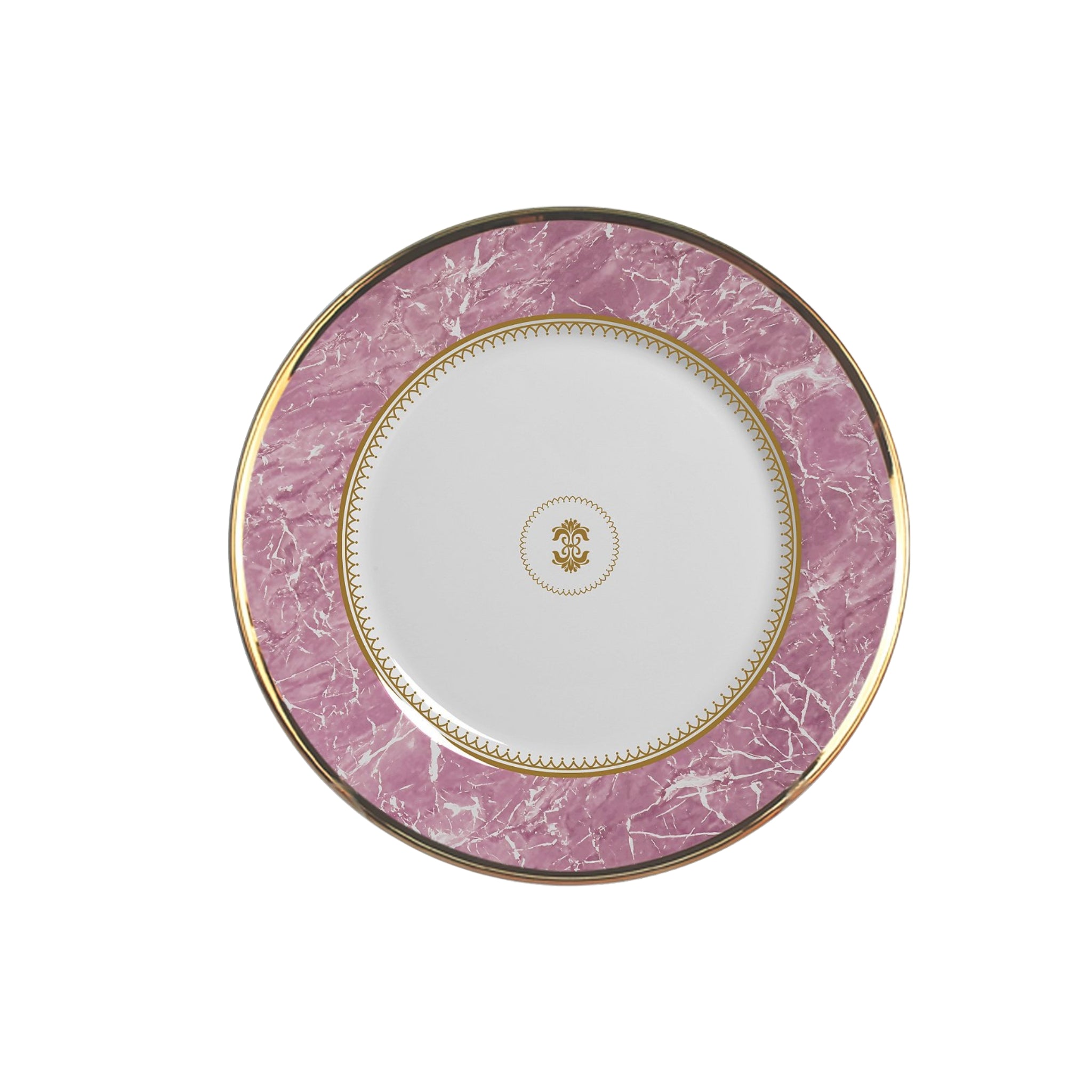 Conjunto de 6 Pratos Rasos Marble Rosa