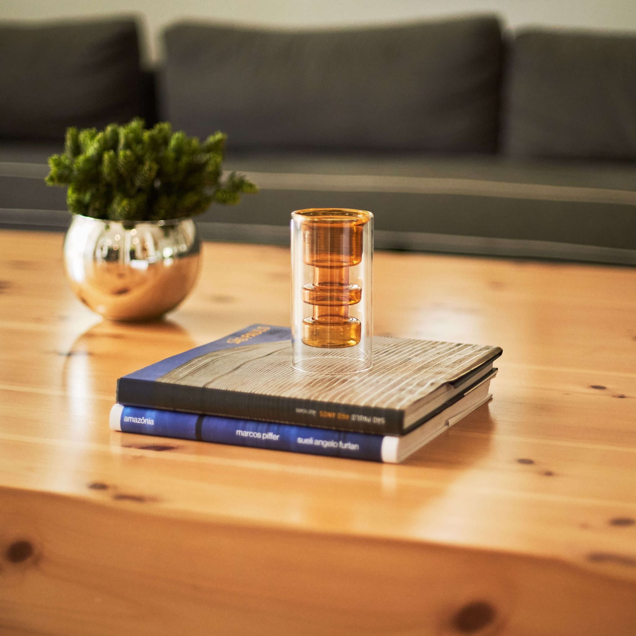 Vaso Decorativo Transparente com Âmbar M