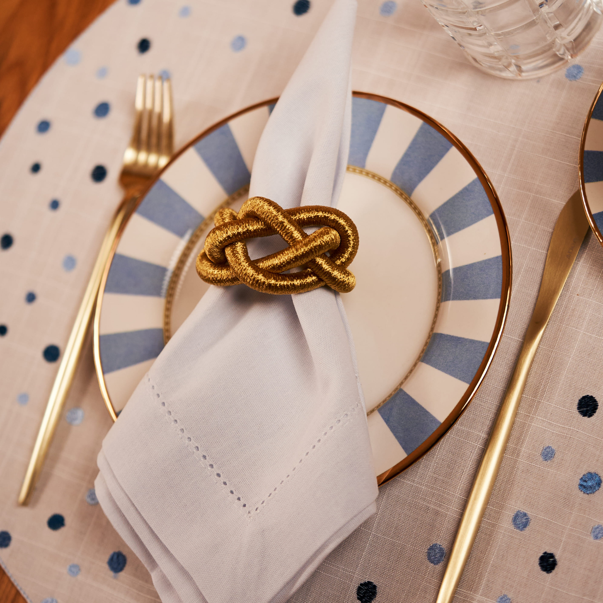 Conjunto de 2 Pratos de Sobremesa Blue Stripe