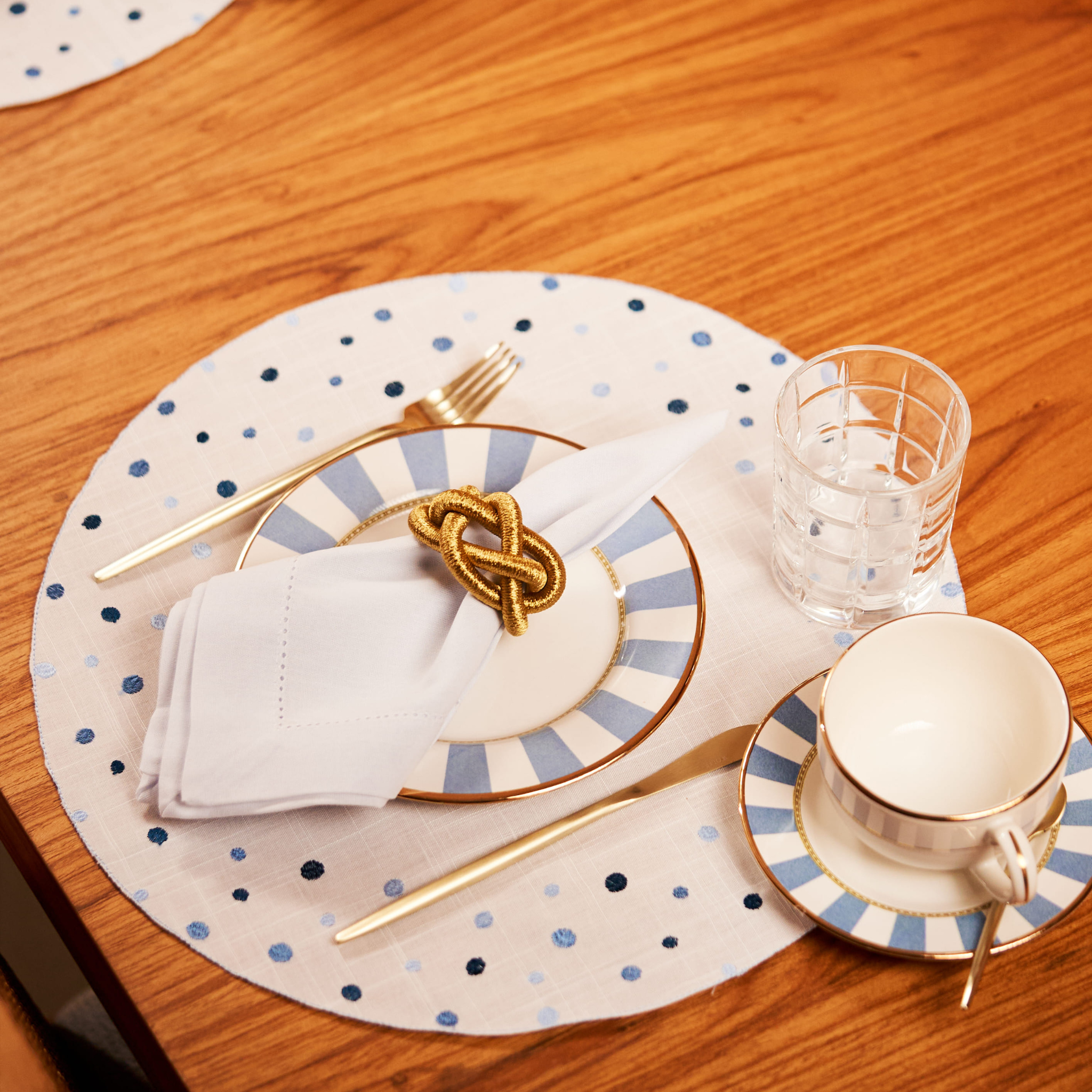 Conjunto de 2 Pratos de Sobremesa Blue Stripe