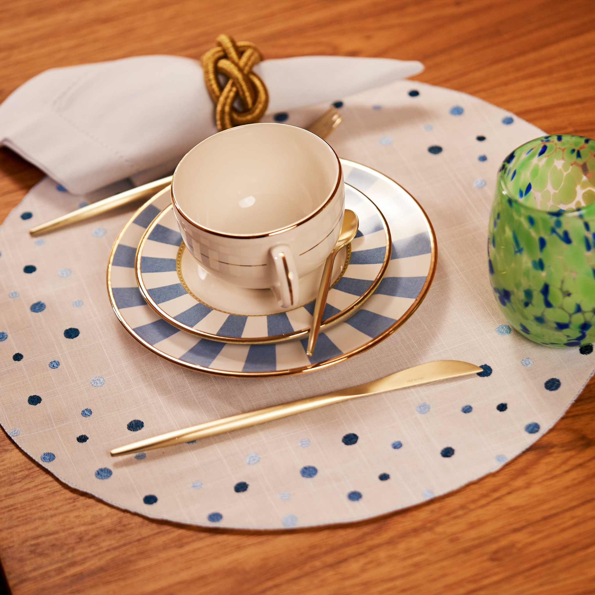 Conjunto de 2 Pratos de Sobremesa Blue Stripe