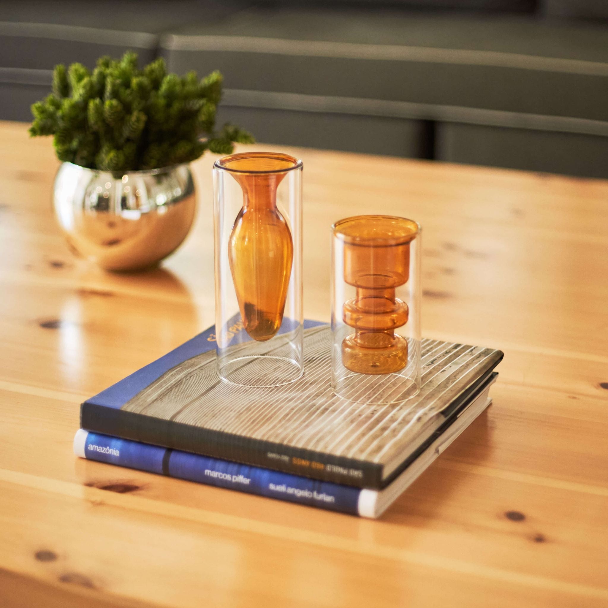 Vaso Decorativo Transparente com Âmbar M