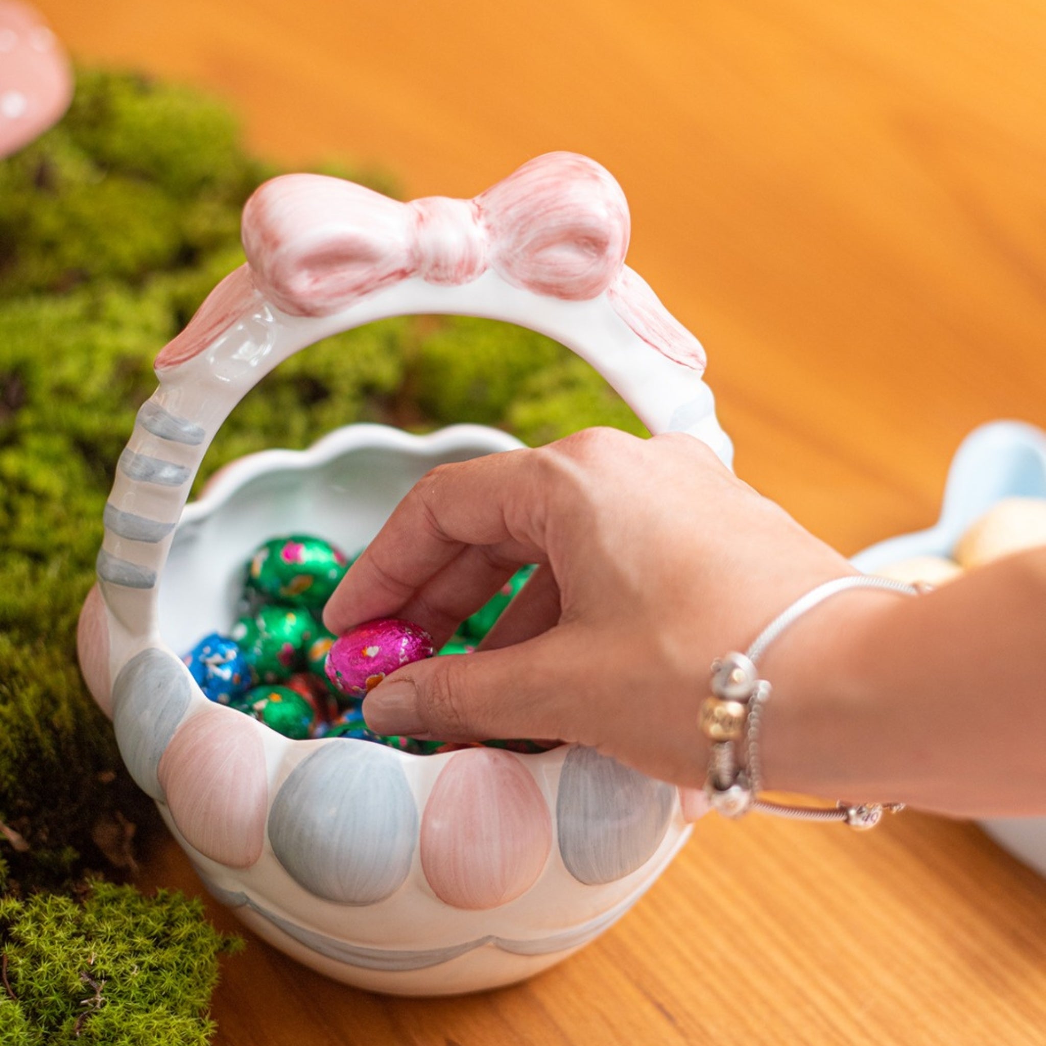 Cesta de Páscoa Laço Rosa