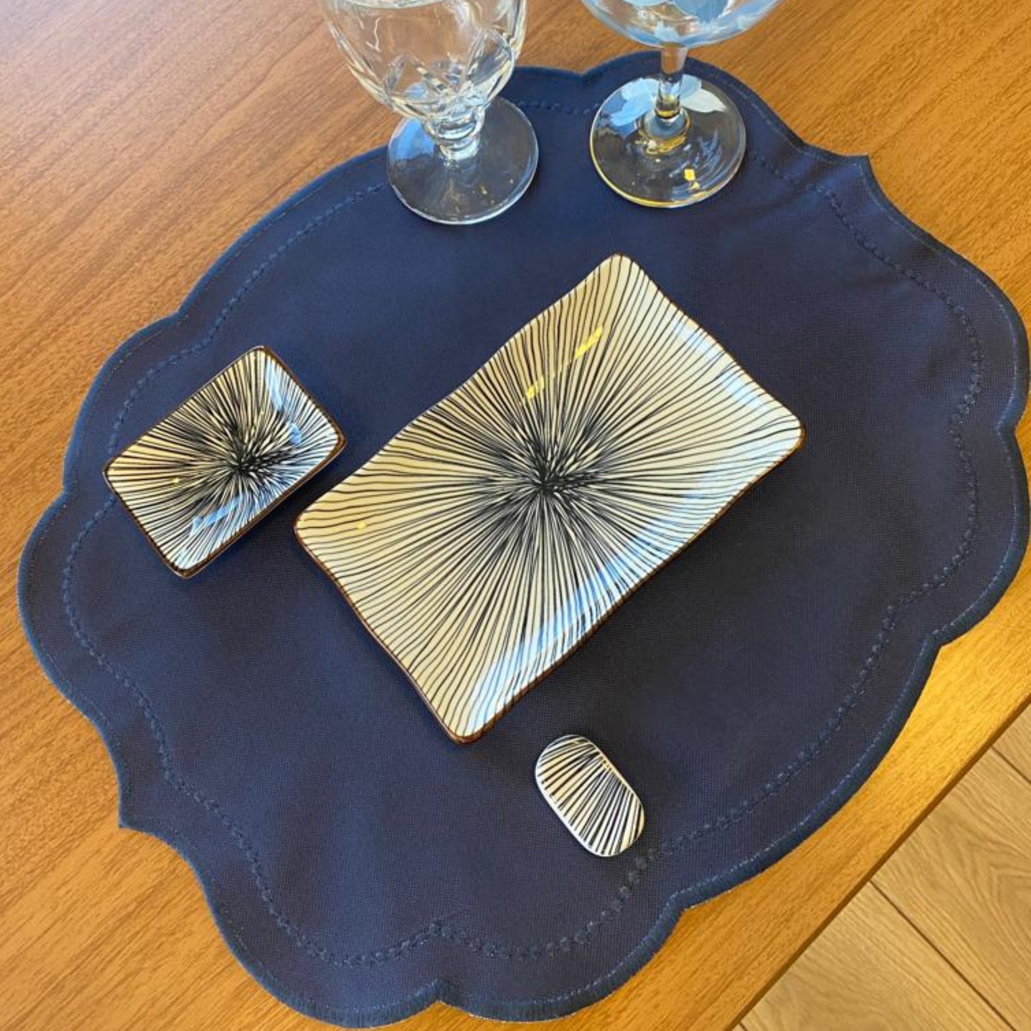 Lugar Americano Dupla Face Azul Marinho e Azul Claro