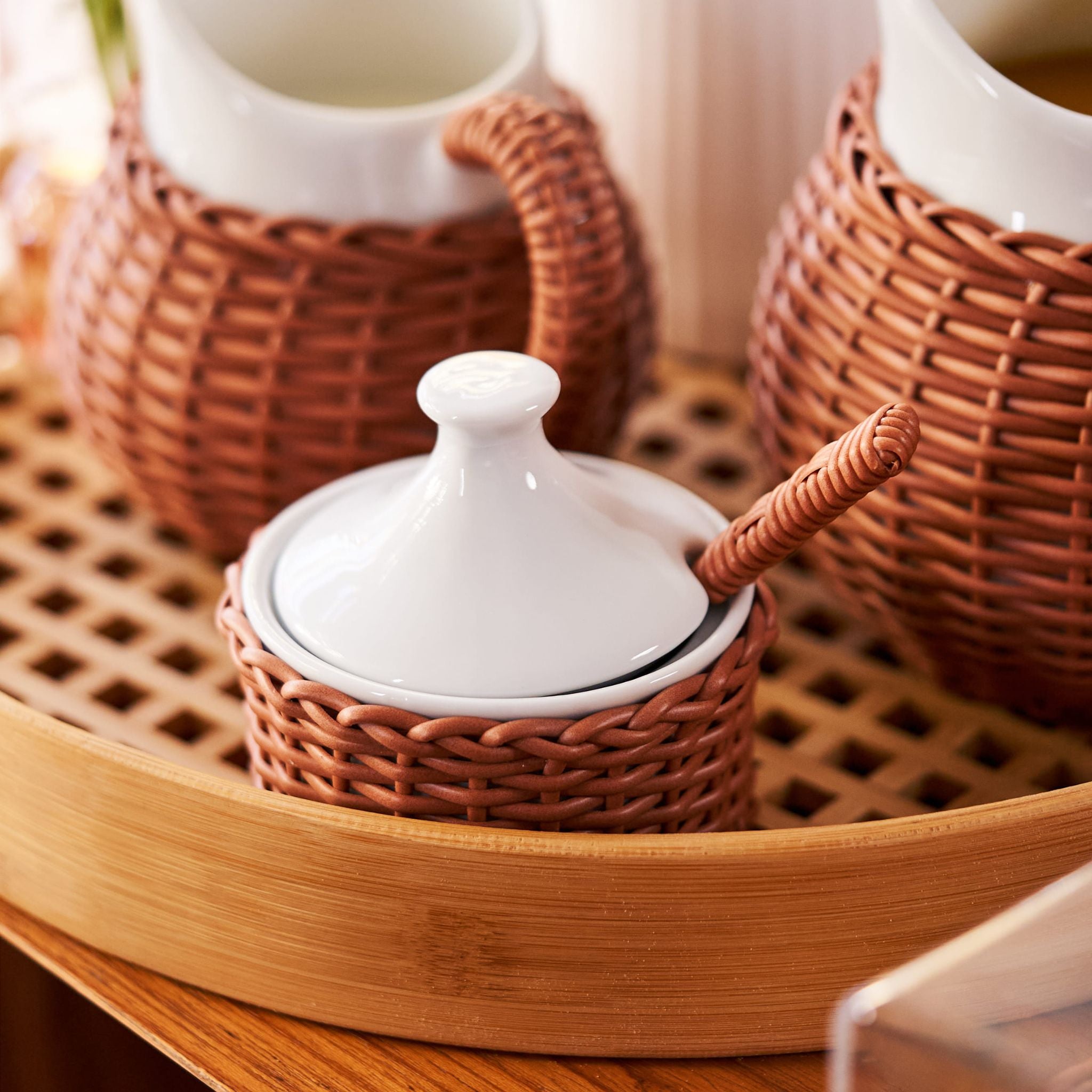 Açucareiro com Colher Trama Terracota