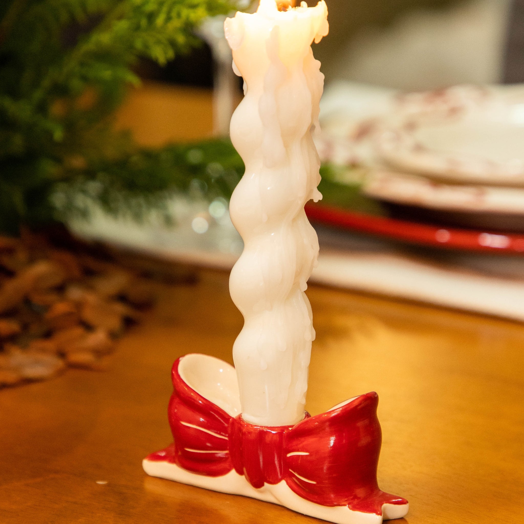 Castiçal Laço Cereja