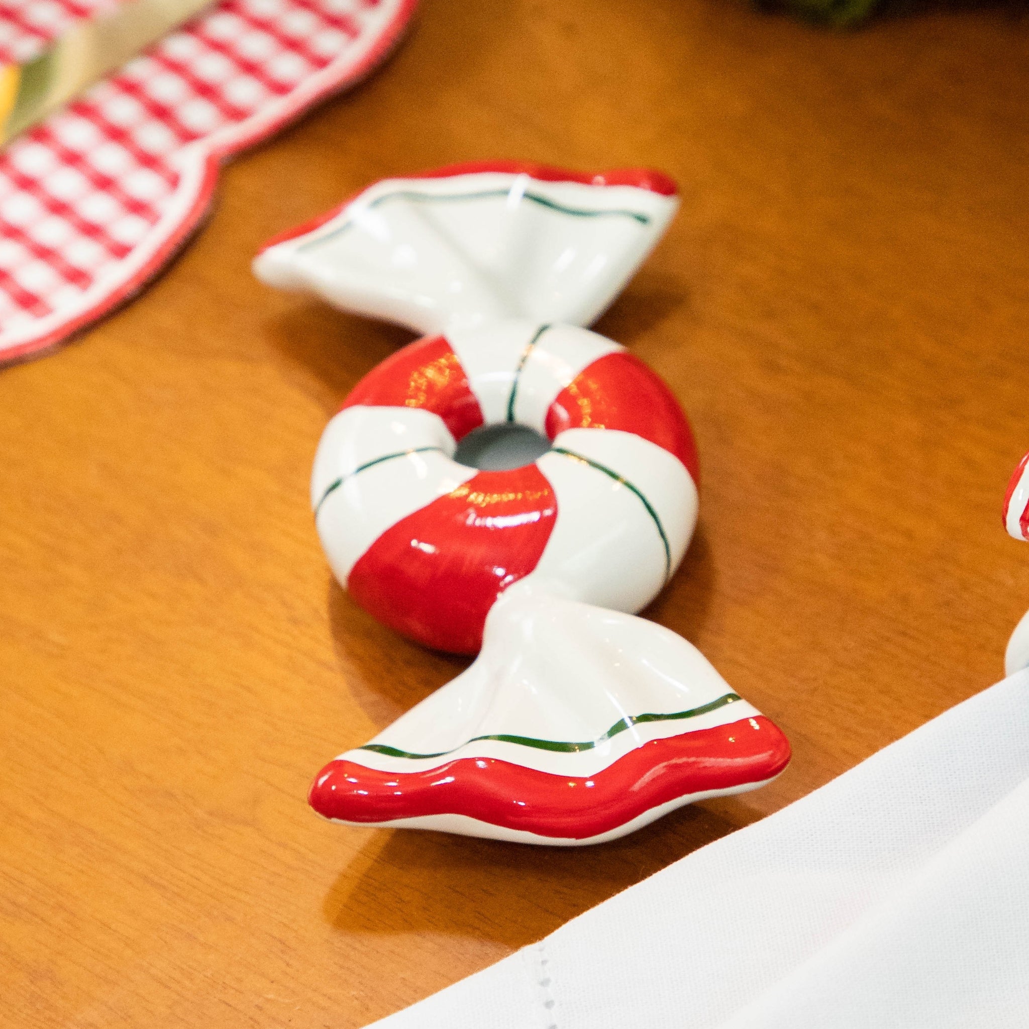 Castiçal Bala Candy Redonda Vermelho