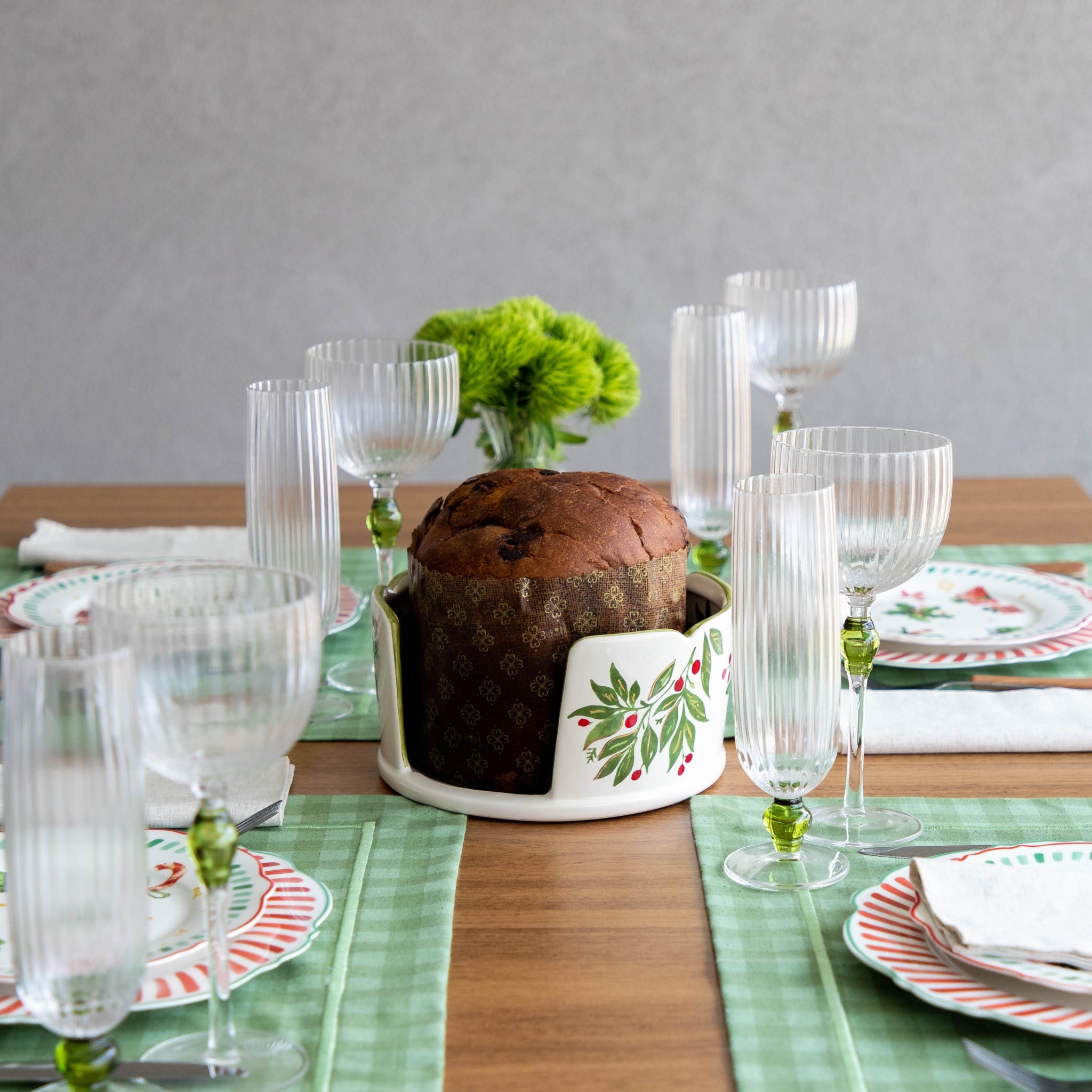 Porta Panetone Aberto Berries e Ouro - Tamanho G