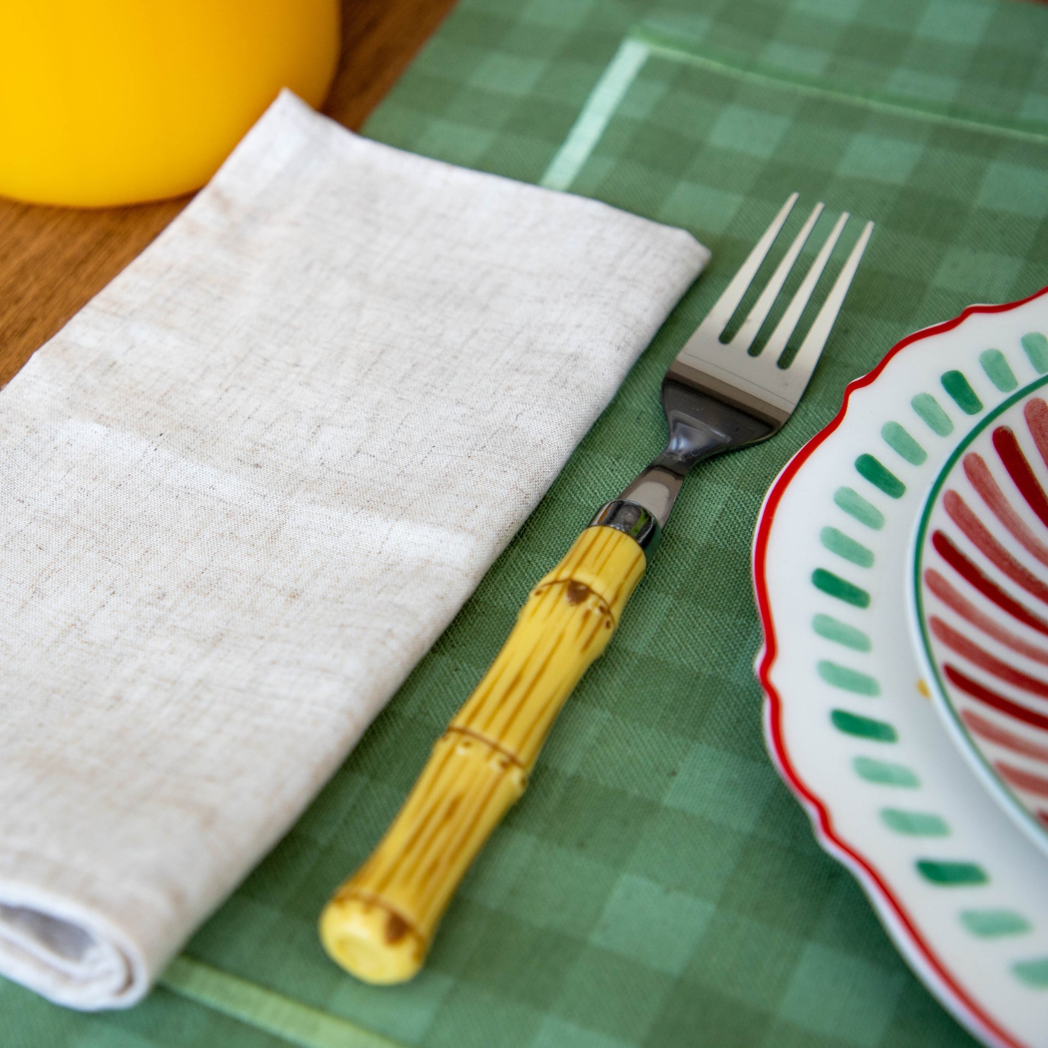 Faqueiro em Inox Prateado e Bambu - 06 pessoas