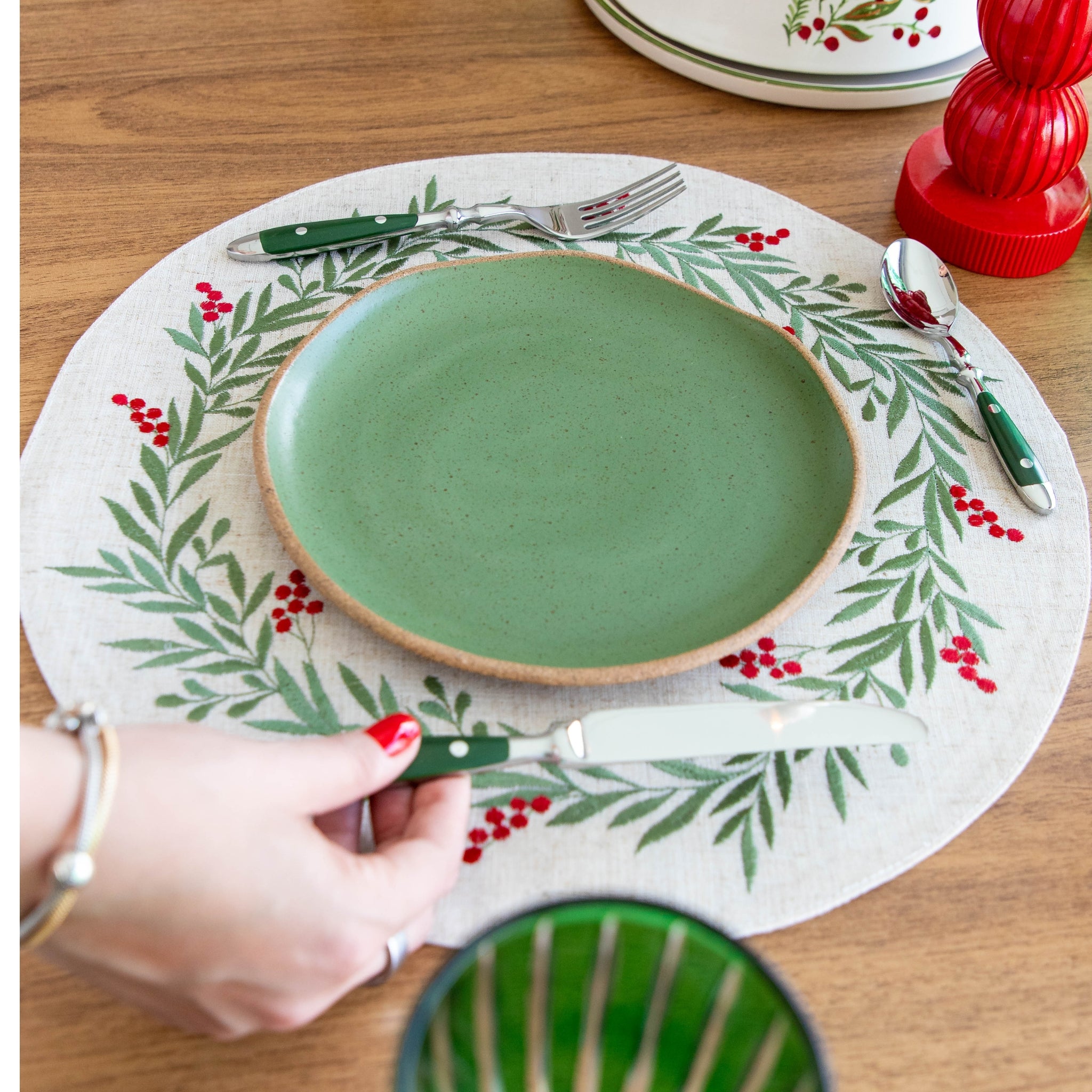 Faqueiro Inox com Detalhe Verde - 4 Pessoas