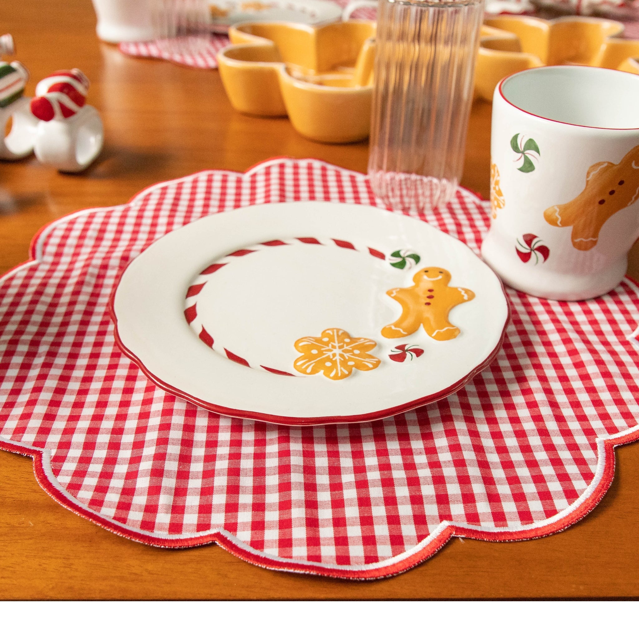 Lugar Americano Xadrez Vermelho e Branco