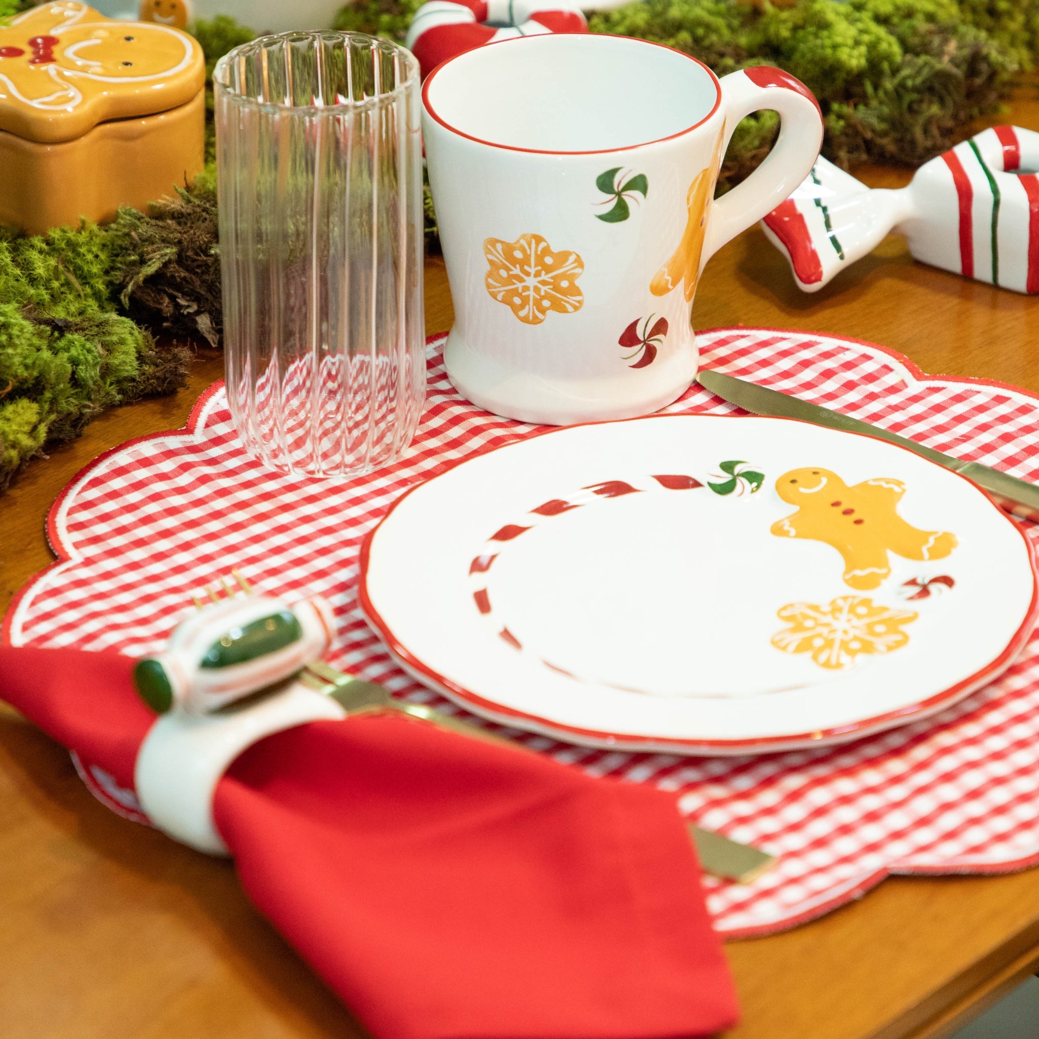 Lugar Americano Xadrez Vermelho e Branco