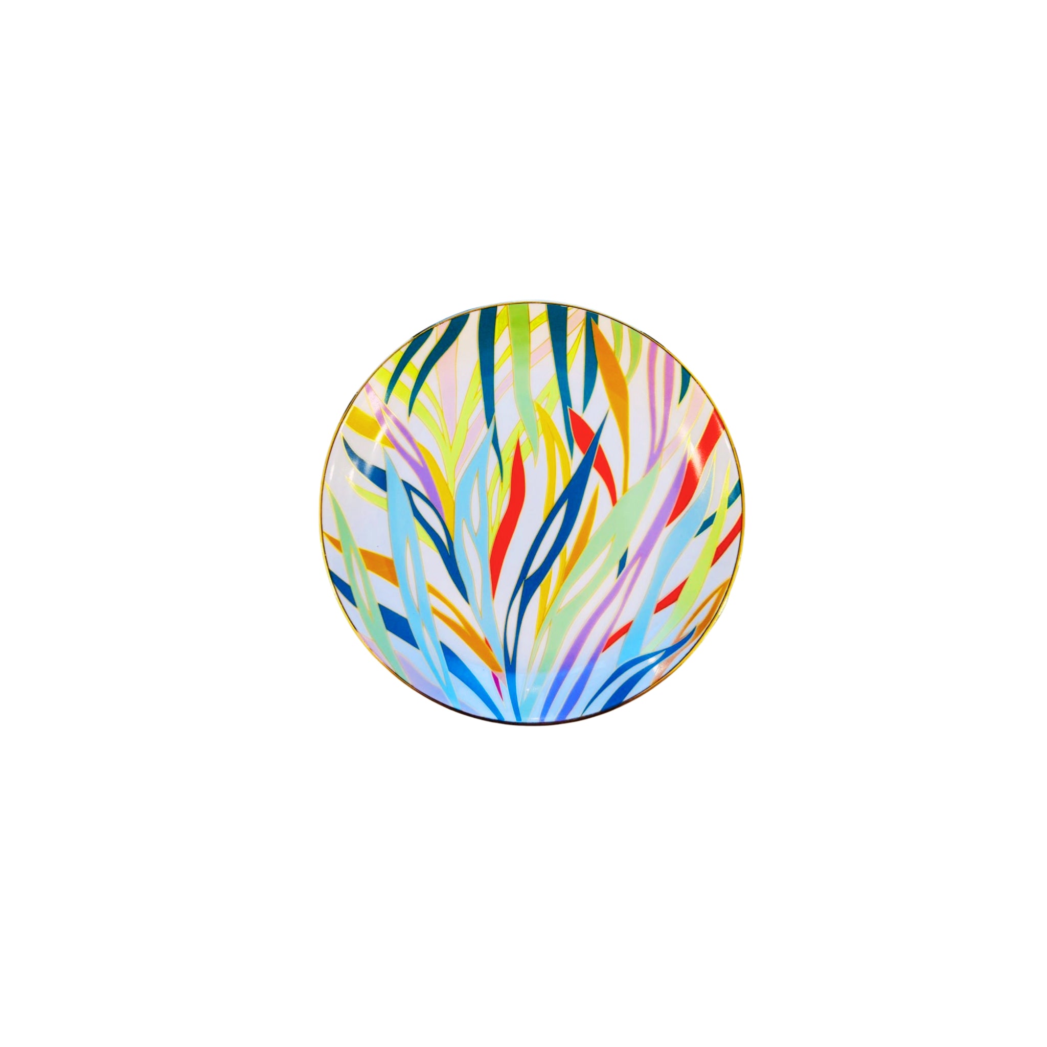 Prato de Sobremesa Solare com Filete em Ouro 24K