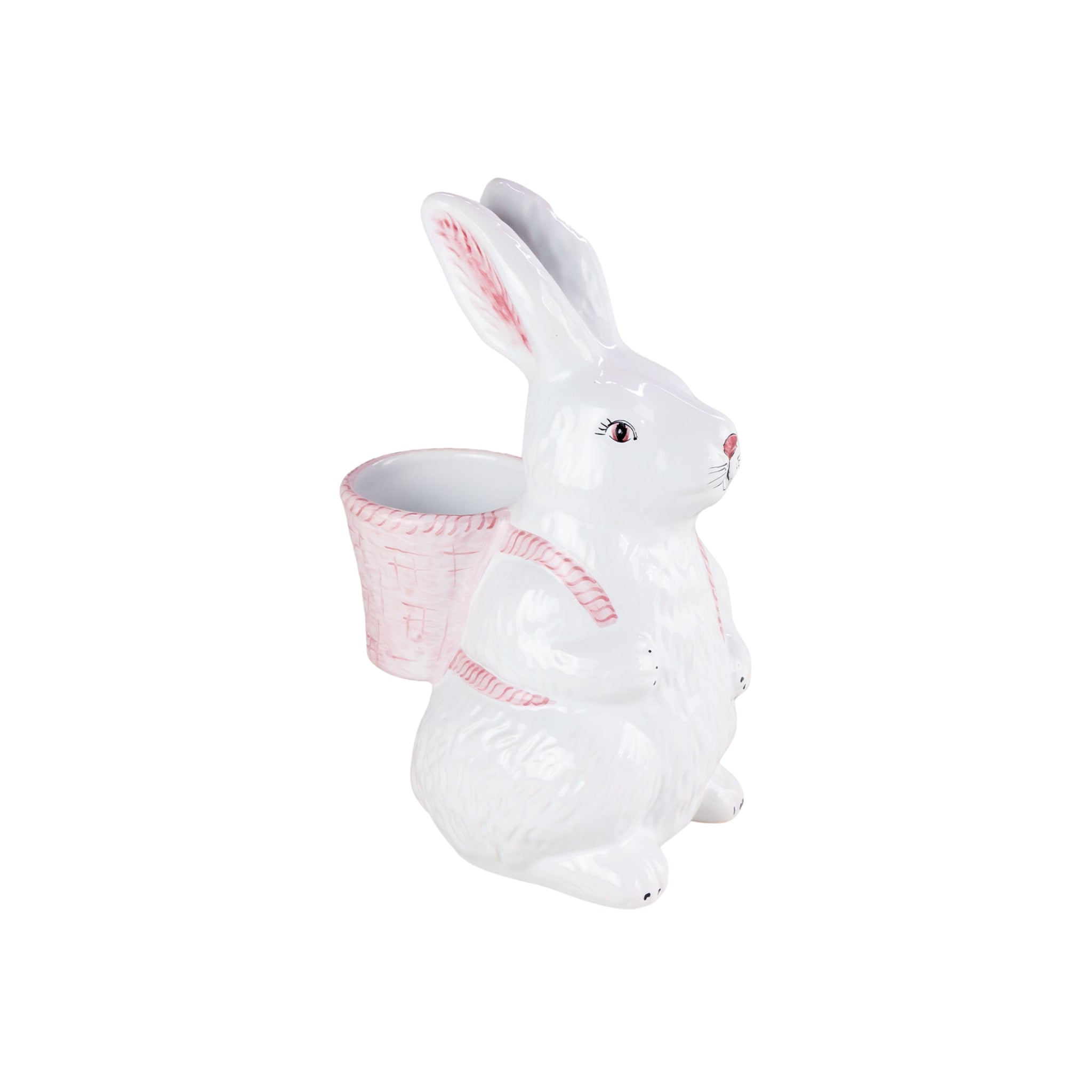 Coelho com Cesta nas Costas Rosa